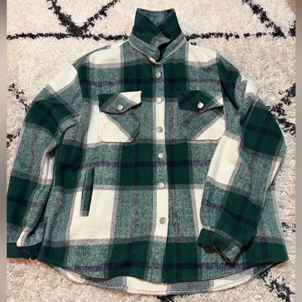 Green and White Plaid Jacket